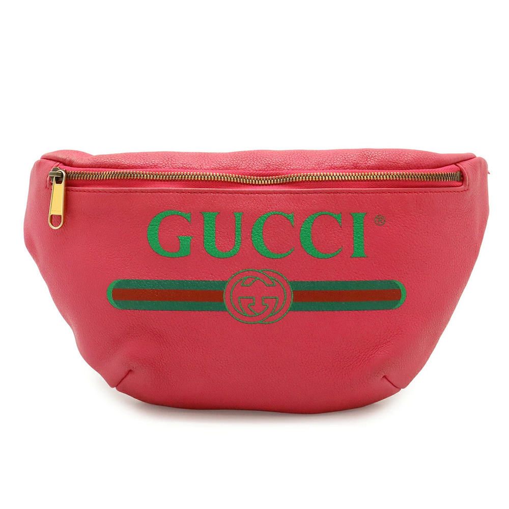 Gucci Sherry Belt Bag Body Waist Pouch Clutch Leather Pink Green Red
